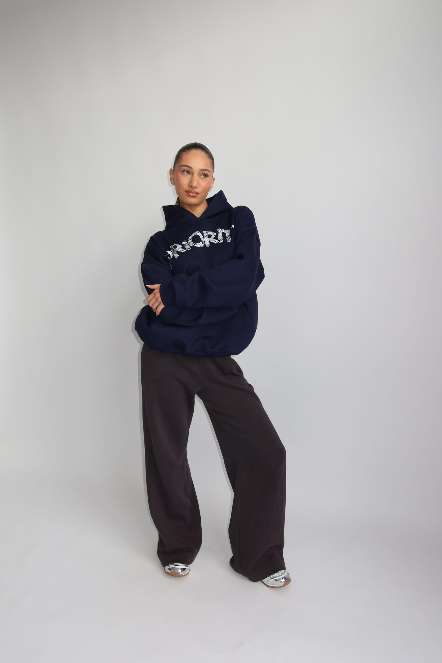 Priority hoodie; Priority Snakeprint hoodie AW25 - Marine Blue (Marineblauw/ Navy)