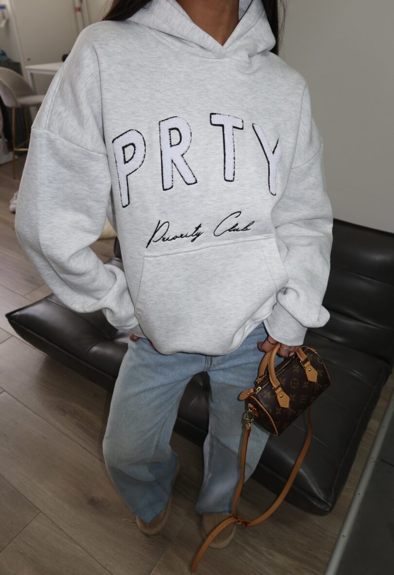 Priority hoodie; Priority teddy patch hoodie - Lichtgrijs (Melange Gray)