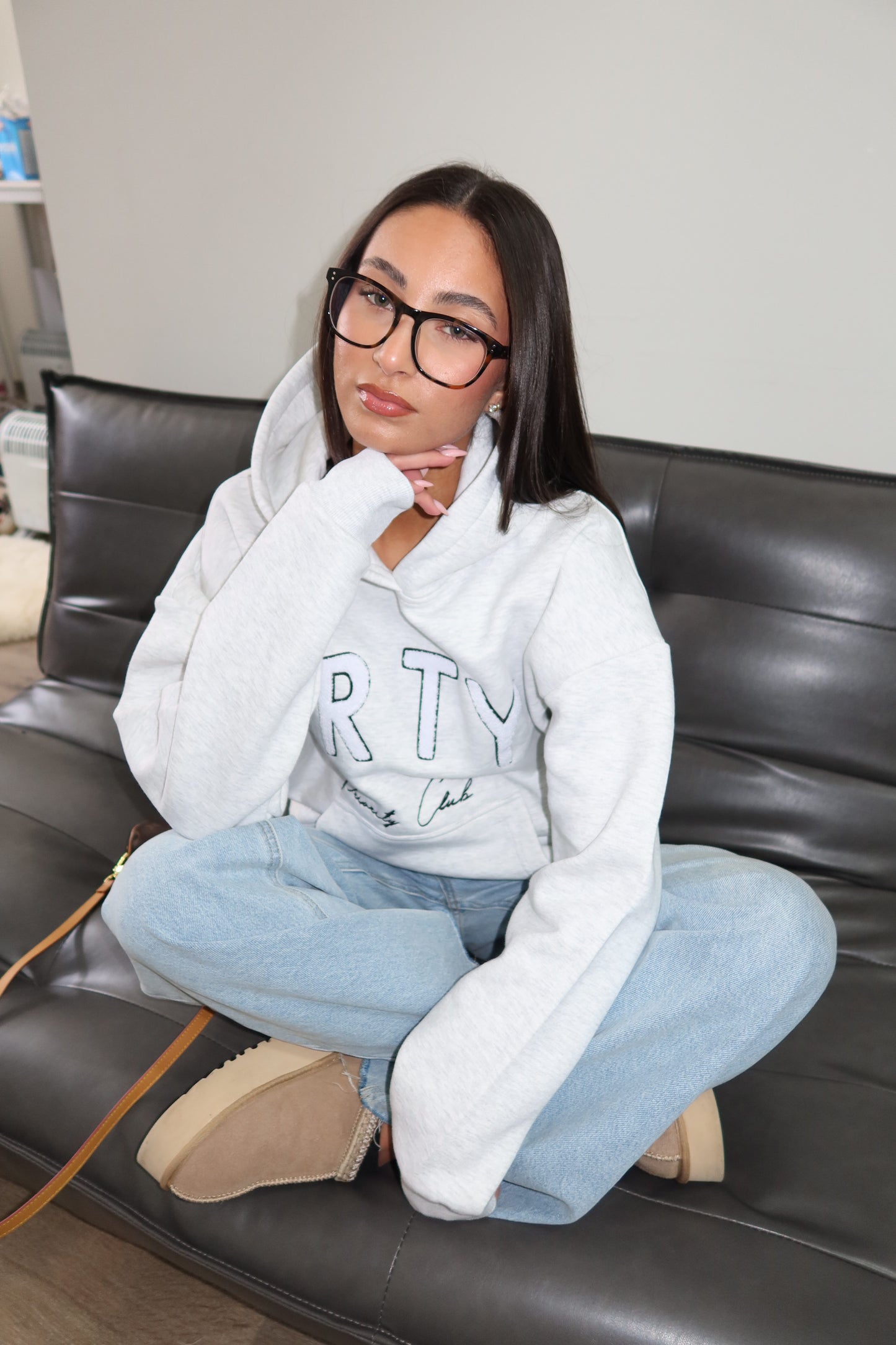 Priority hoodie; Priority teddy patch hoodie - Lichtgrijs (Melange Gray)