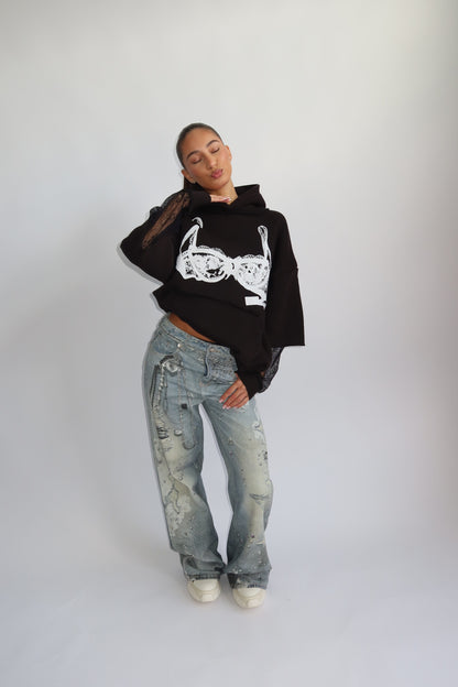 Priority hoodie; Priority Spice Lace hoodie - Zwart