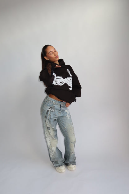 Priority hoodie; Priority Spice Lace hoodie - Zwart