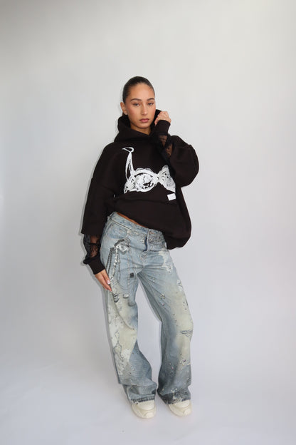 Priority hoodie; Priority Spice Lace hoodie - Zwart