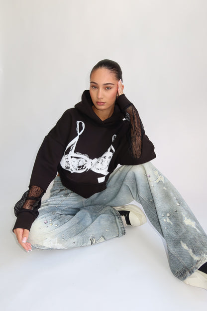 Priority hoodie; Priority Spice Lace hoodie - Zwart