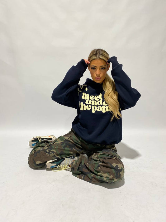 Priority hoodie: Meet me under the palms of L.A. - Navy blue/ donkerblauw