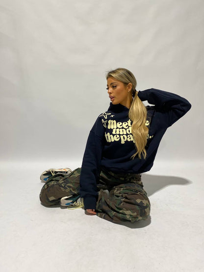 Priority hoodie: Meet me under the palms of L.A. - Navy blue/ donkerblauw