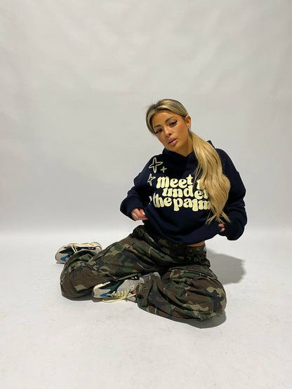Priority hoodie: Meet me under the palms of L.A. - Navy blue/ donkerblauw