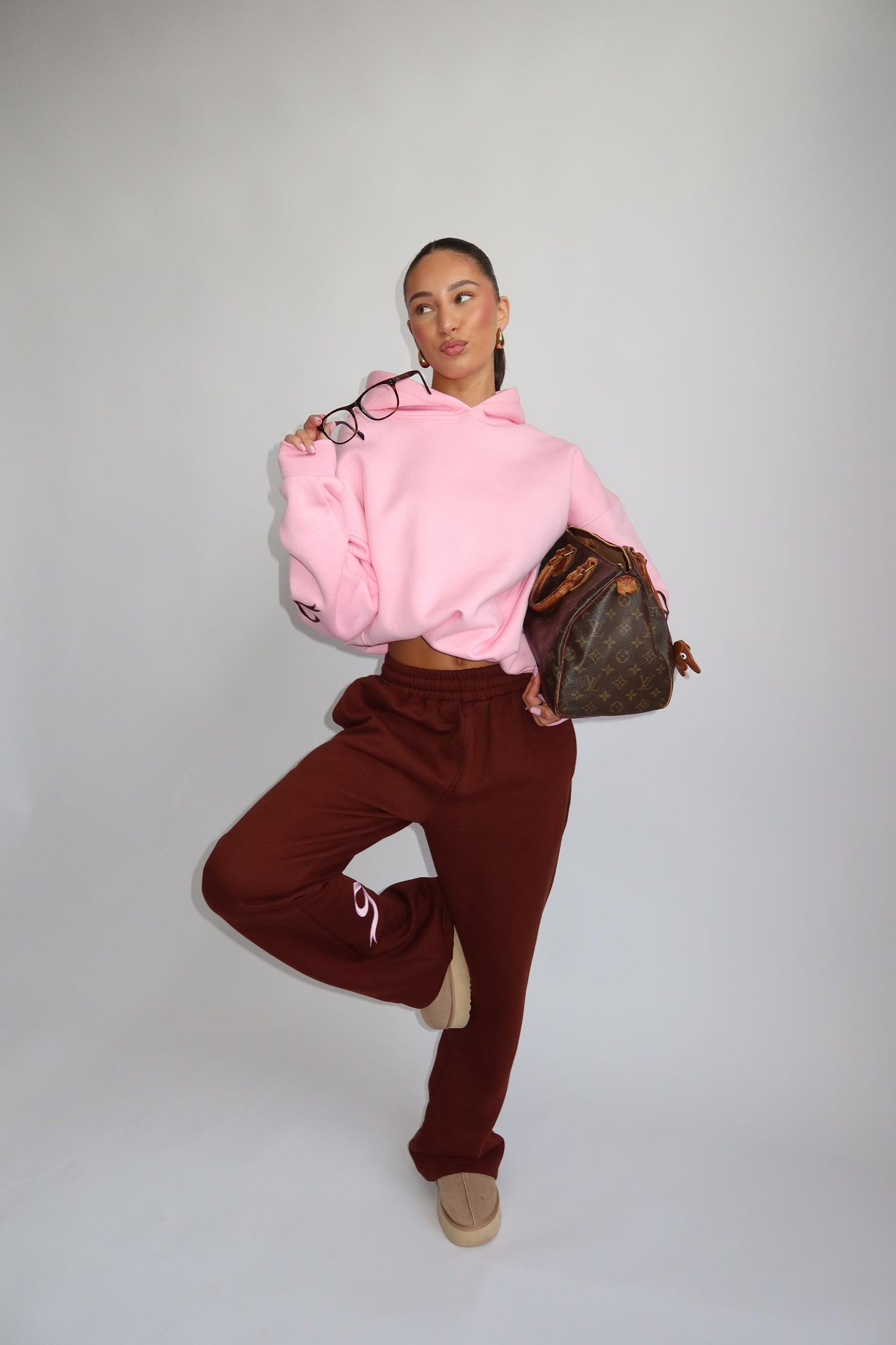 Priority Ann-Fleur Tracksuit; Bow tracksuit - Roze / Bruin (Pink/ Brown)