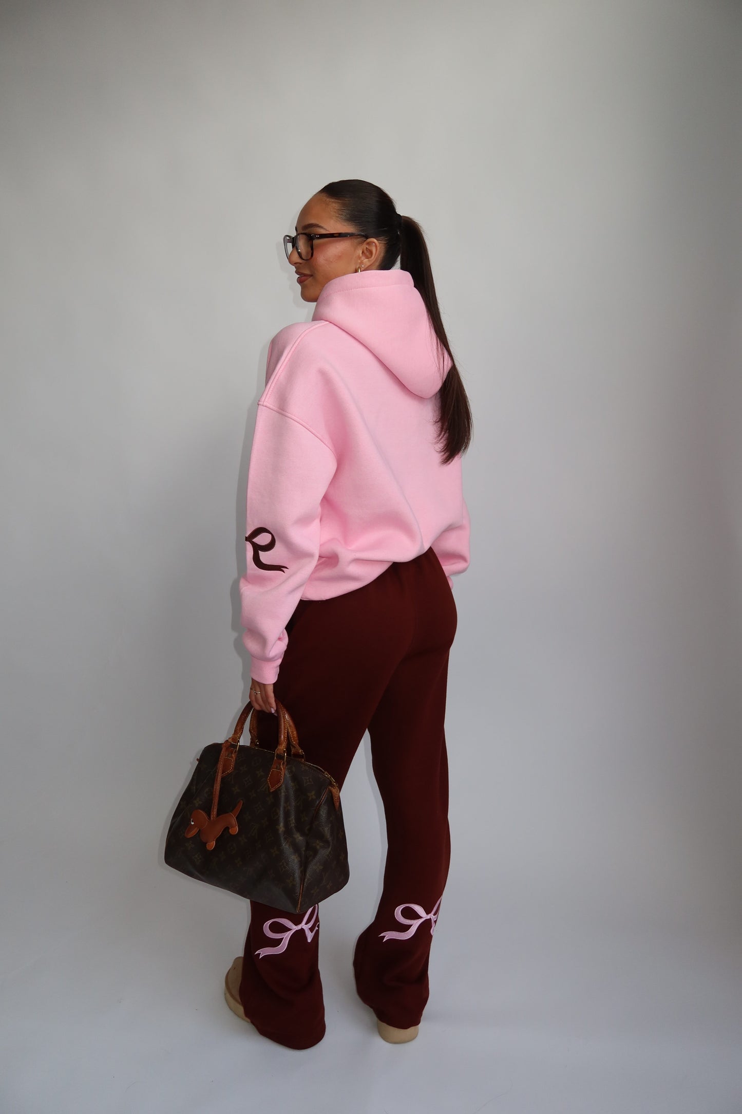 Priority Ann-Fleur Tracksuit; Bow tracksuit - Roze / Bruin (Pink/ Brown)