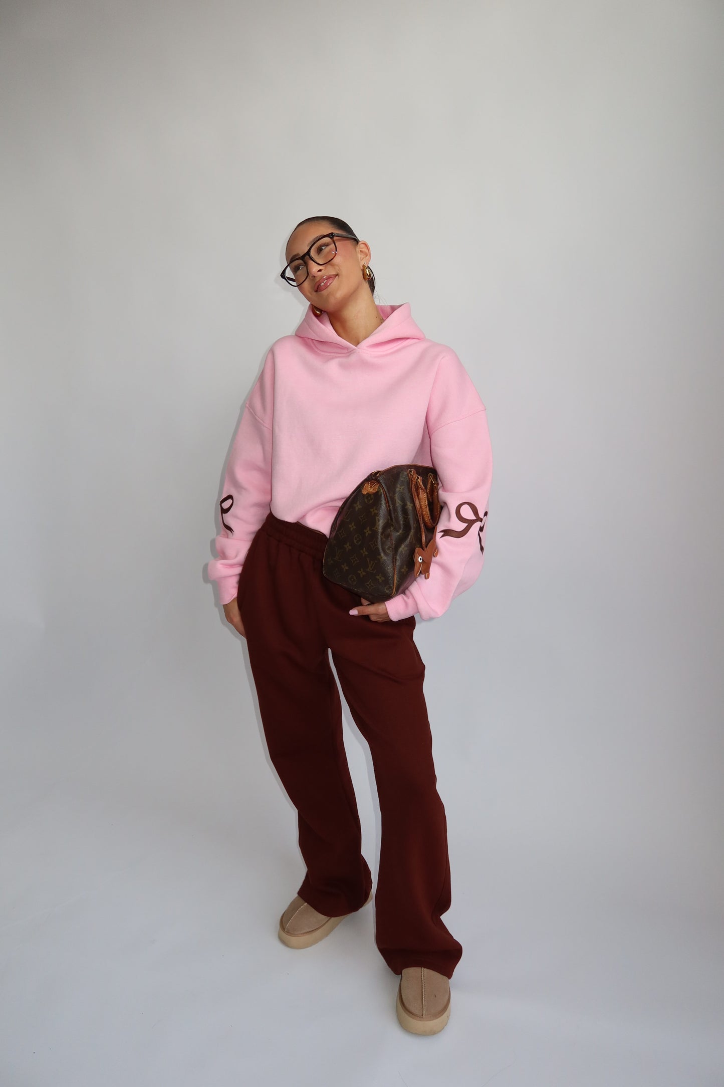 Priority Ann-Fleur Tracksuit; Bow tracksuit - Roze / Bruin (Pink/ Brown)