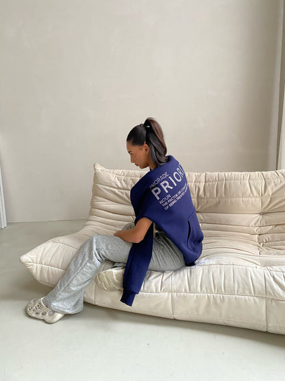 Priority hoodie: Priority strass hoodie - Marine blauw/ Midnight Blue - Priority Rhinestone hoodie