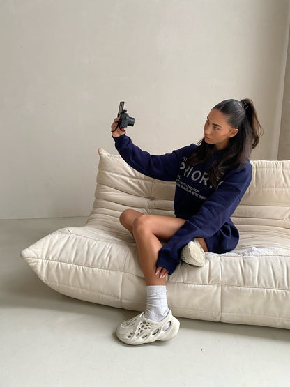 Priority hoodie: Priority strass hoodie - Marine blauw/ Midnight Blue - Priority Rhinestone hoodie