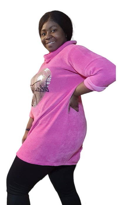 Fuchsia Roze Tuniek Beautiful met col