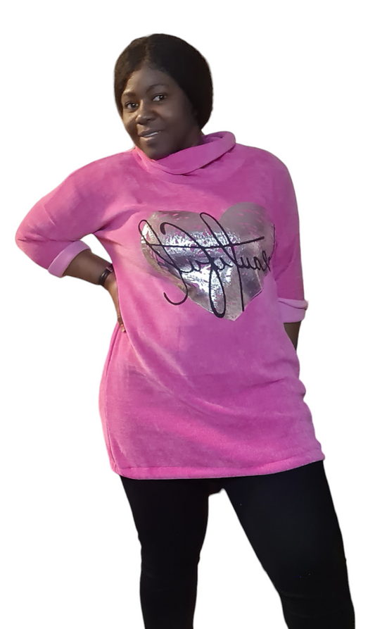 Fuchsia Roze Tuniek Beautiful met col