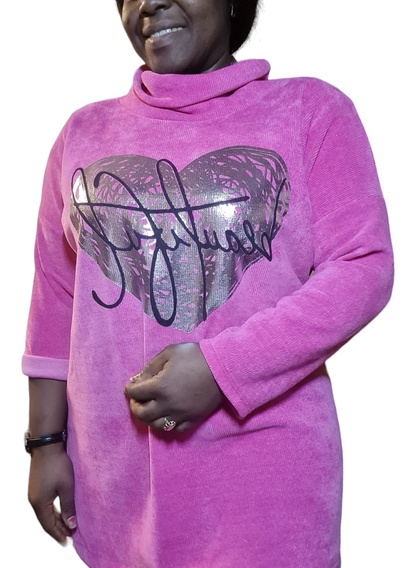 Fuchsia Roze Tuniek Beautiful met col