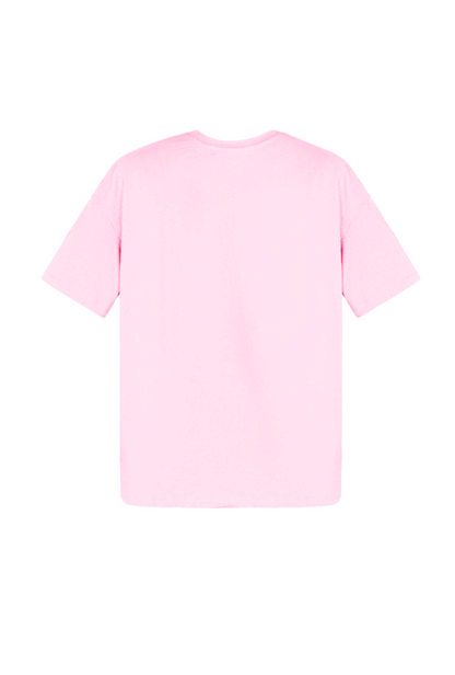 Gimme licht roze dames t-shirt met fuchsia roze tekst/ logo; 'MM' - Licht roze/ Fuchsia | Tee Time collectie