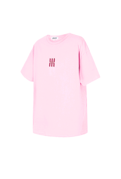 Gimme licht roze dames t-shirt met fuchsia roze tekst/ logo; 'MM' - Licht roze/ Fuchsia | Tee Time collectie
