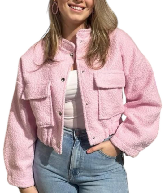 Zoë - Teddy bomberjack dames - Roze | Selflove collectie
