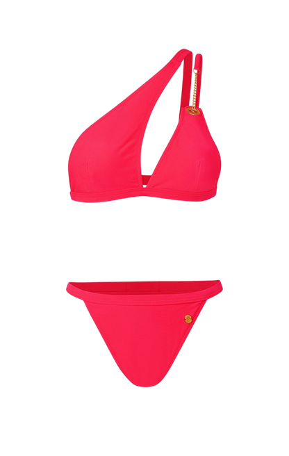 Arya; Koraal rode One shoulder triangel bikini