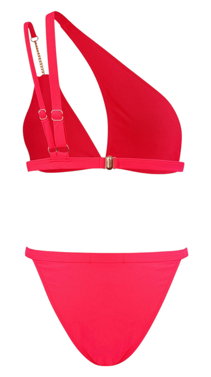 Arya; Koraal rode One shoulder triangel bikini