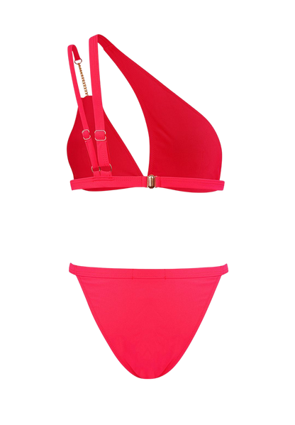 Arya; Koraal rode One shoulder triangel bikini