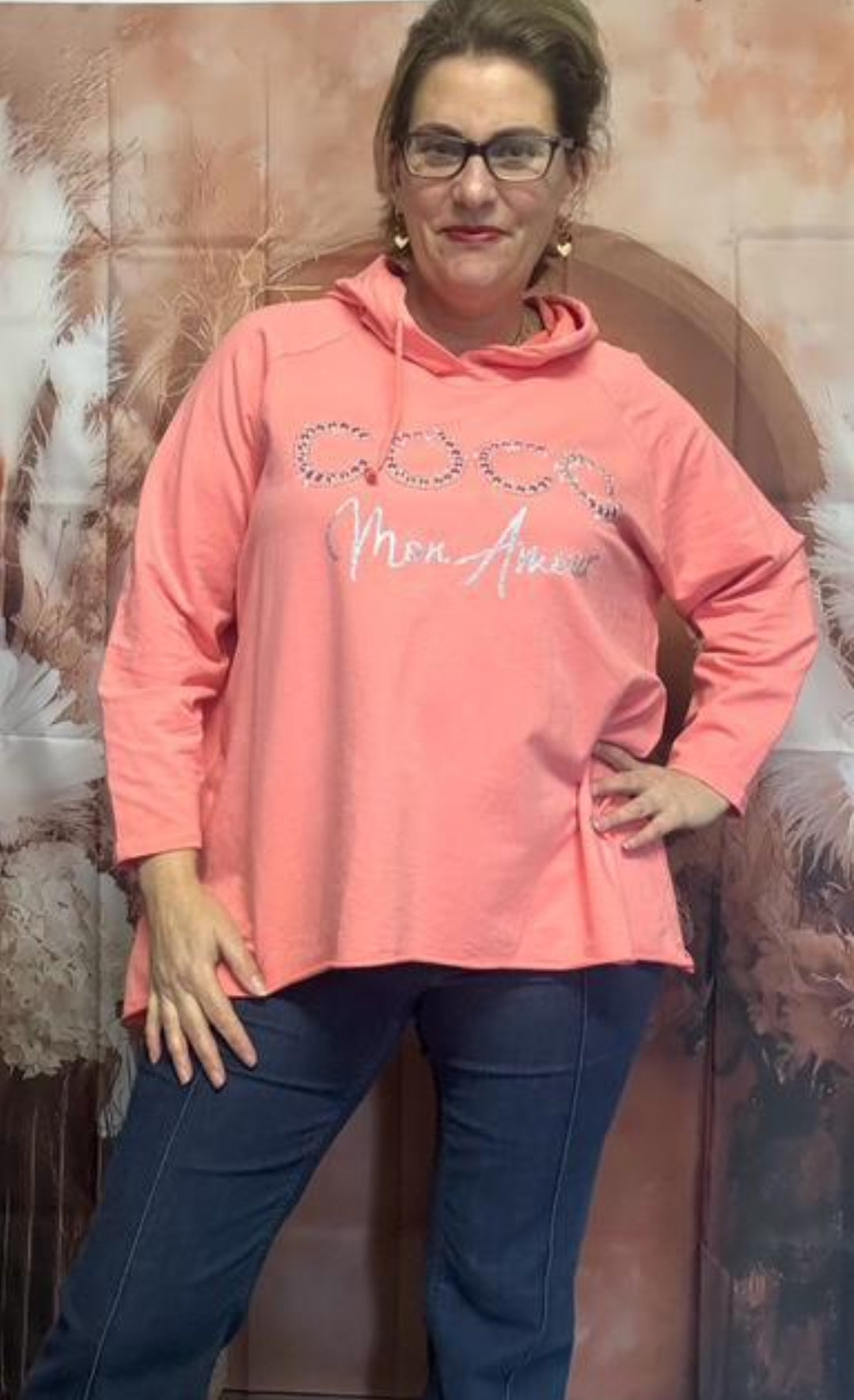 Coco Amour; Grote maten dames zomer hoodie - Blauw | Lente & Pastels collectie