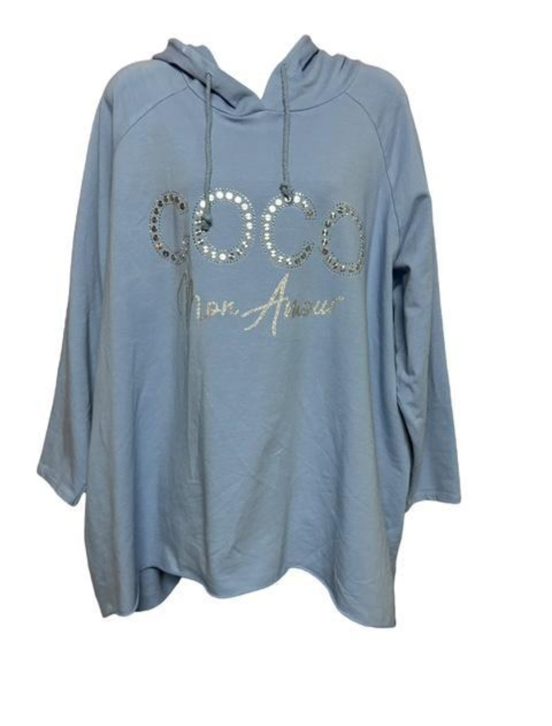 Coco Amour; Grote maten dames zomer hoodie - Blauw | Lente & Pastels collectie