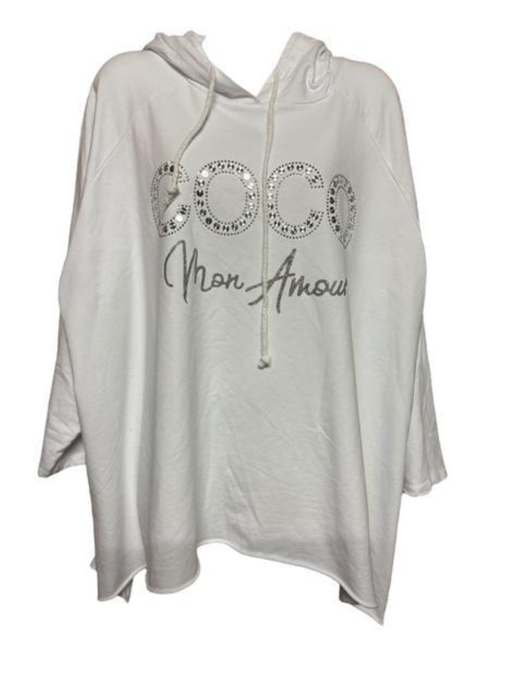 Coco Amour; Grote maten dames zomer hoodie - Wit | Lente & Pastels collectie