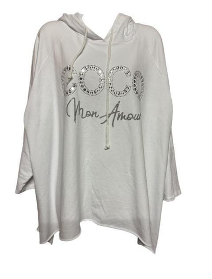 Coco Amour; Grote maten dames zomer hoodie - Wit | Lente & Pastels collectie