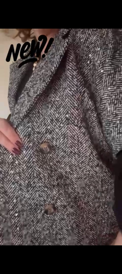 Korte tussenjas dames/ mouwloos vest met kleurloze lovertjes en visgraat patroon - Zwart | Fall4me collectie 2.0