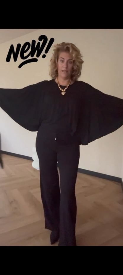 Dames vleermuis top oversized (maat 38-48) - Zwart | Fall4me collectie 2.0