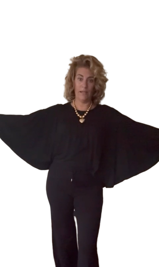 Dames vleermuis top oversized (maat 38-48) - Zwart | Fall4me collectie 2.0