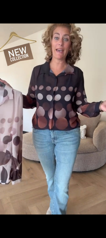 Dames blouse met stippen - Zwart | Fall4me collectie 2.0