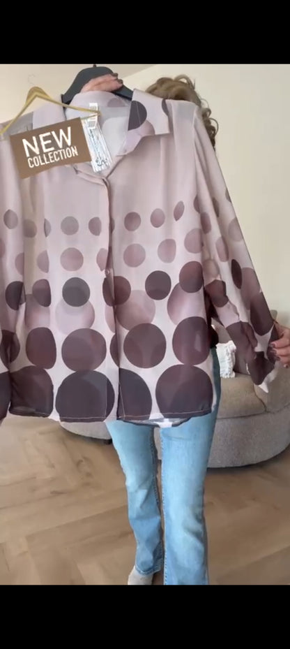 Dames blouse met stippen - Taupe/ Beige | Fall4me collectie 2.0