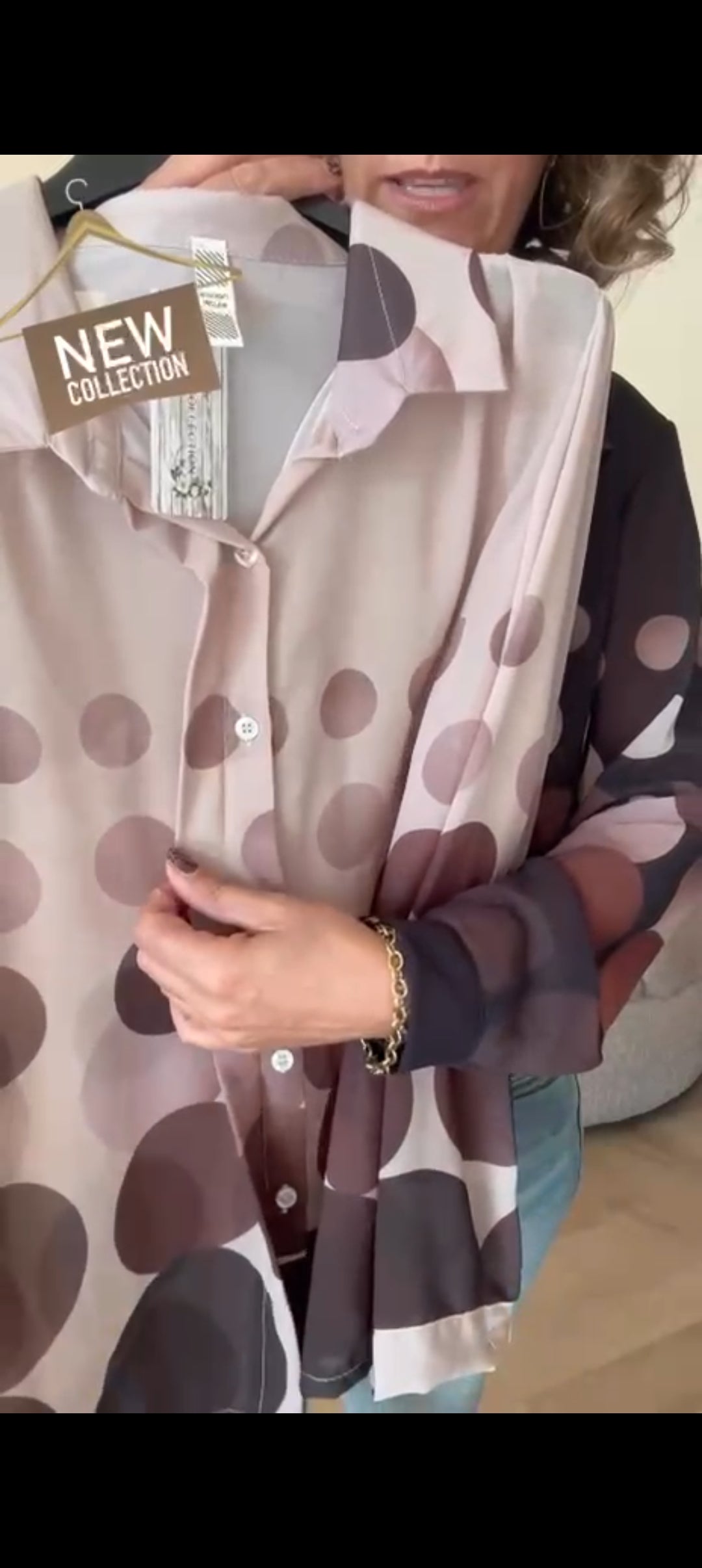 Dames blouse met stippen - Taupe/ Beige | Fall4me collectie 2.0