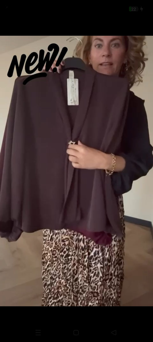 Dames top met sjaal detail - Bruin | Fall4me collectie 2.0