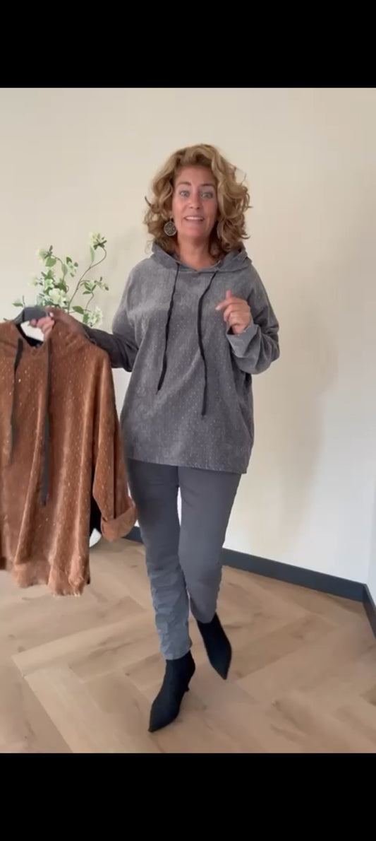 Dames hoodie met strass - Grijs | Fall4me collectie 2.0