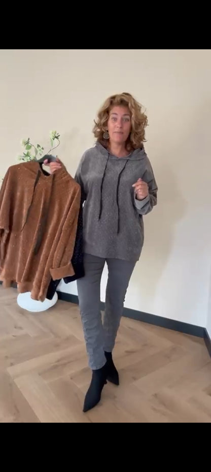 Dames hoodie met strass - Grijs | Fall4me collectie 2.0
