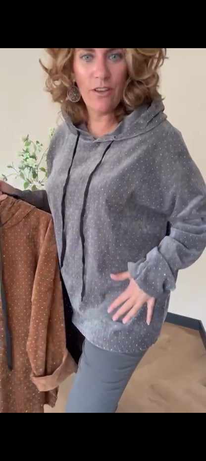 Dames hoodie met strass - Grijs | Fall4me collectie 2.0