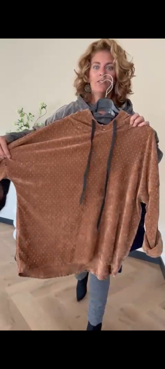 Dames hoodie met strass - Camel | Fall4me collectie 2.0