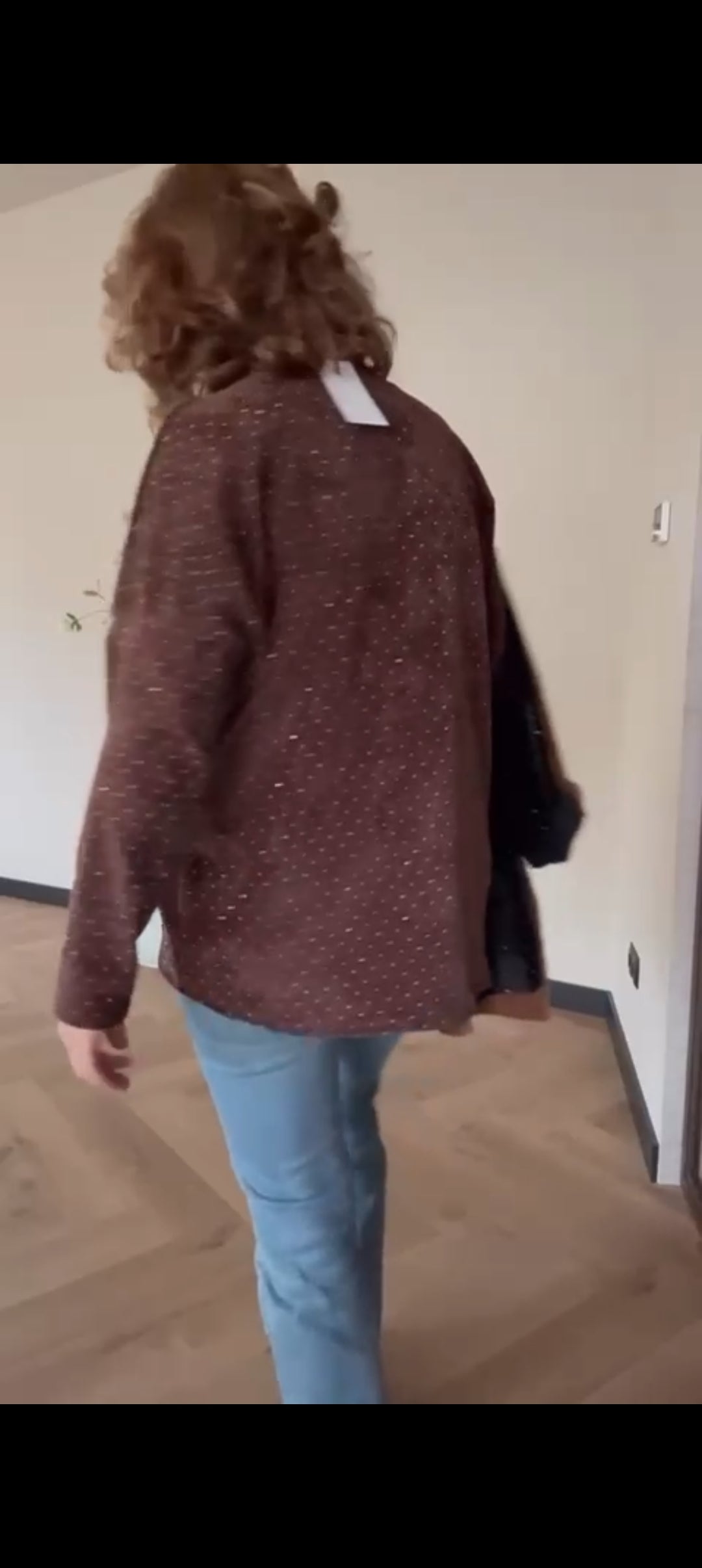 Velours dames top met strass - Bruin | Fall4me collectie 2.0