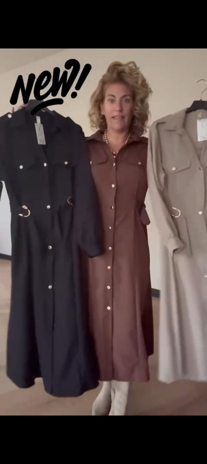 Doorknoopjurk/ doorknoop blousejurk dames van travelstof - Zwart | Fall4me collectie 2.0