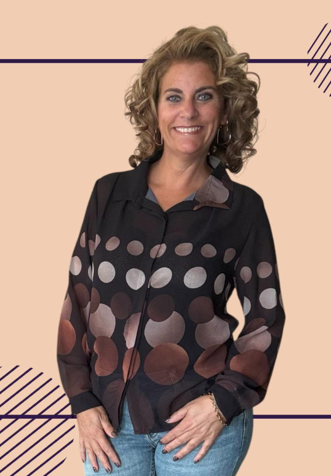 Dames blouse met stippen - Zwart | Fall4me collectie 2.0