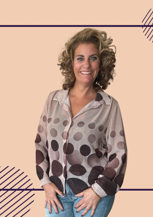 Dames blouse met stippen - Taupe/ Beige | Fall4me collectie 2.0
