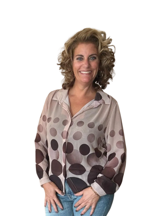 Dames blouse met stippen - Taupe/ Beige | Fall4me collectie 2.0