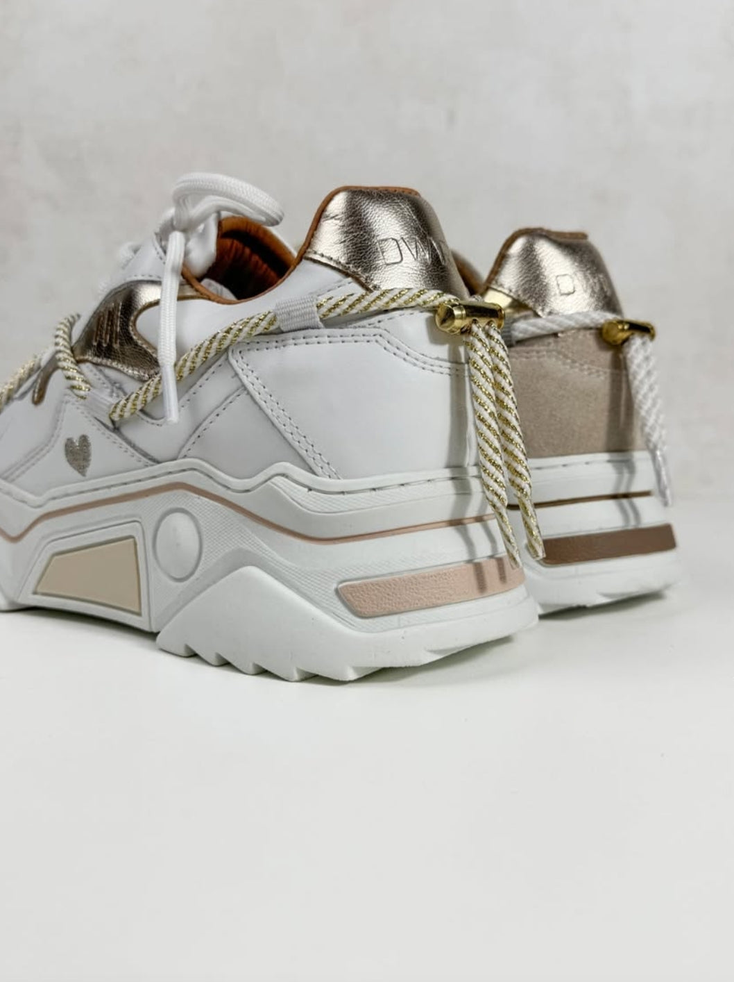 DWRS Label sneakers Jupiter heart - Wit / Champagne