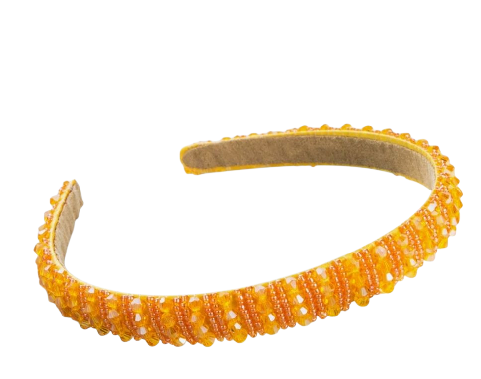Oranje strass haarband dames