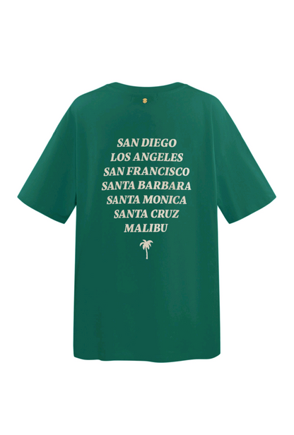 Gimmie t-shirt dames met tekst; 'California' - Groen | Tee Time collectie