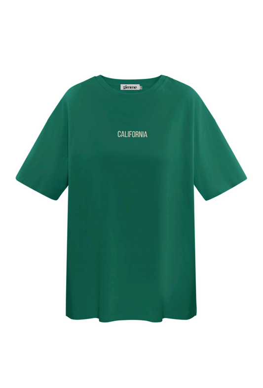 Gimmie t-shirt dames met tekst; 'California' - Groen | Tee Time collectie