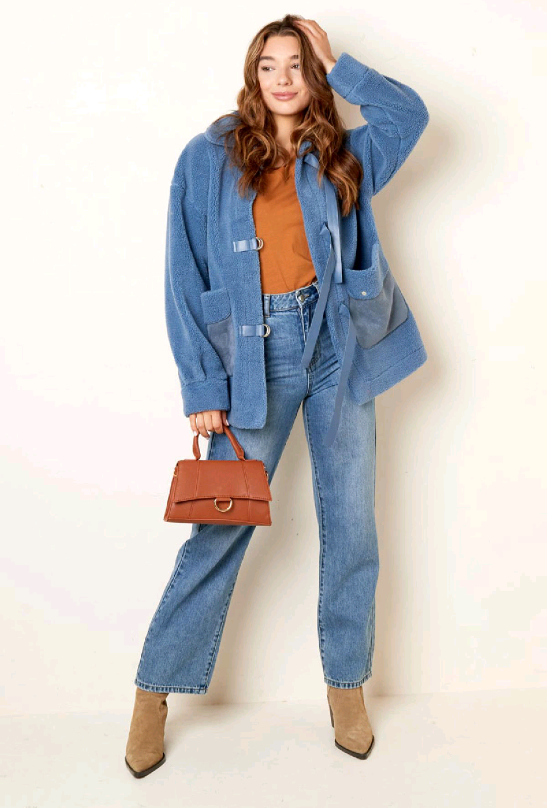 Teddy winterjas dames - Blauw