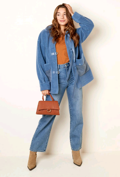 Teddy winterjas dames - Blauw